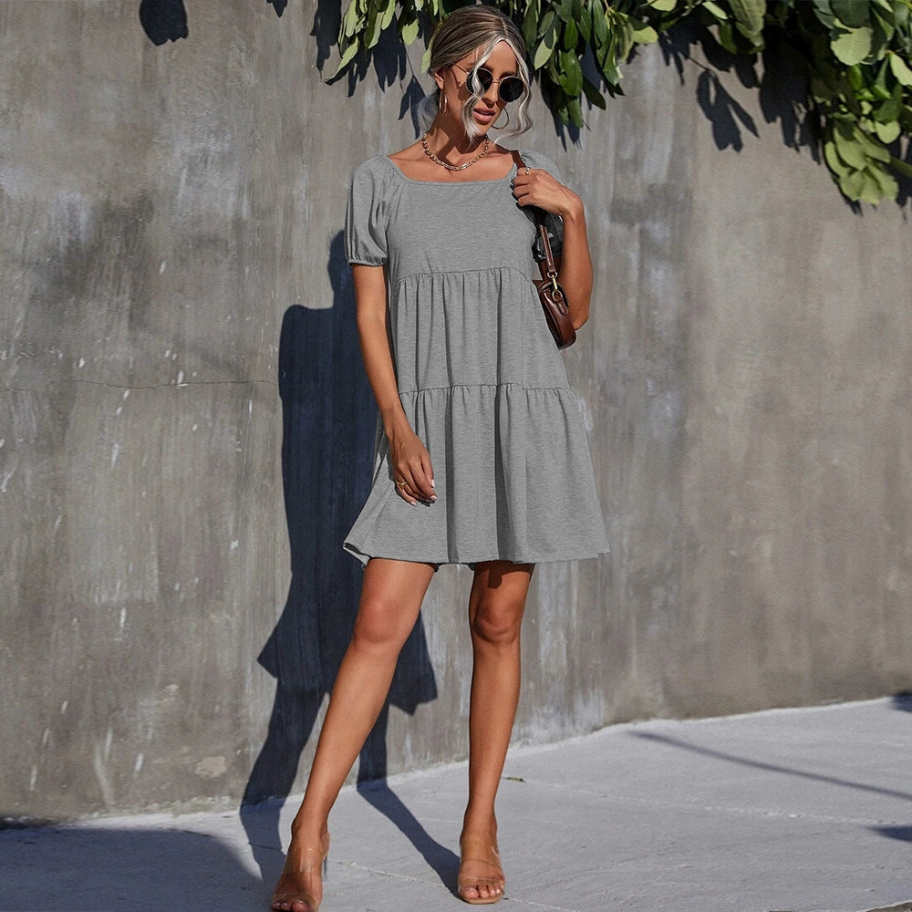 ZARA Minimalist Solid Color Knit Square Neck Dress